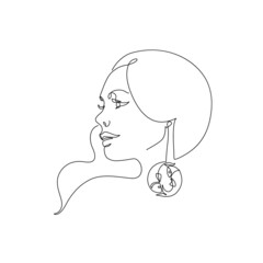 Wall Mural - Pisces woman astrological sign. Beautiful girl in line art style