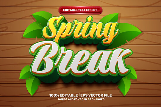 spring break comic cartoon 3D Editable text Effect Style