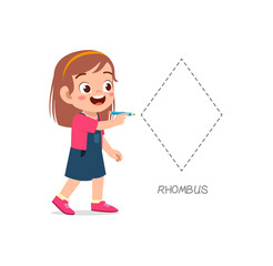 cute little girl study to draw a rhombus