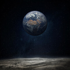 Wall Mural - the earth from moon surface. elements of this image furnished by nasa.