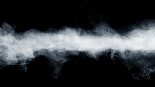 Wall Mural - Abstract fog or smoke move isolated on  black background. White cloudiness, mist, smoke or smog background.