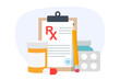 © nazarkru - RX medical prescription drug. Healthcare and pharmacy concept. Vector Illustrations.