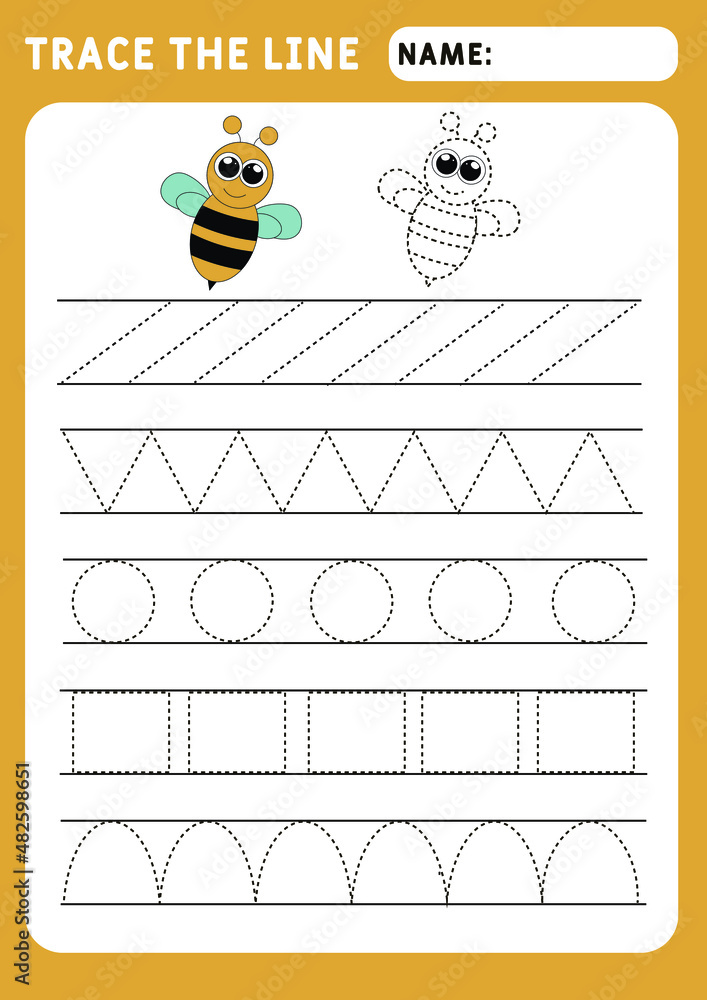 Trace line worksheet for kids. Basic writing. Working pages for ...