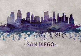 Fototapete - San Diego California skyline