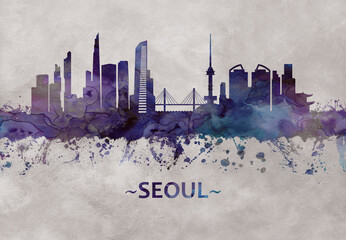 Fototapete - Seoul South Korea skyline