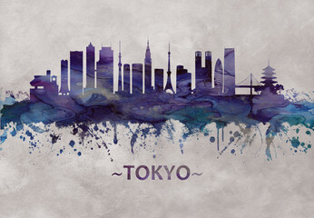 Fototapete - Tokyo Japan skyline