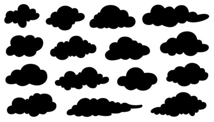 Wall Mural - Collection of different clouds isolated on white
