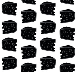 Canvas Print - Vector seamless pattern of hand drawn doodle sketch black cheese isolated on white background