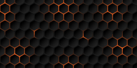 Wall Mural - Black hexagon seamless pattern. Abstract hexagonal background.