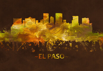 Wall Mural - El Paso Texas skyline Black and Gold