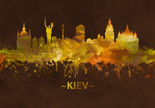 Kiev Ukraine Skyline Black And Gold