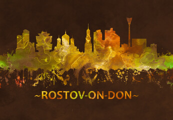 Fototapete - Rostov-on-Don Russia skyline Black and Gold
