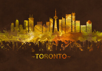 Fototapete - Toronto Canada skyline Black and Gold