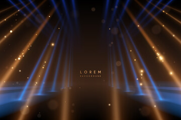 abstract blue and gold light rays background