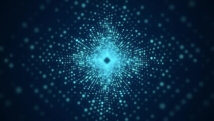 Wall Mural - abstract 3d portal. tunnel or wormhole. digital background with connected blue dots. 3d rendering.