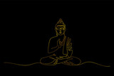 Fototapeta Tulipany - Elegant golden line art illustration of meditating buddha