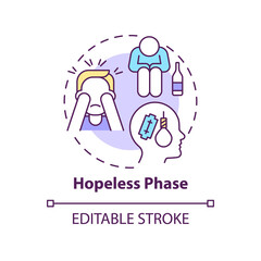 Wall Mural - Hopeless phase concept icon. Mental condition. Gambling addiction abstract idea thin line illustration. Isolated outline drawing. Editable stroke. Arial, Myriad Pro-Bold fonts used