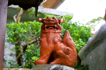 Poster - The vermilion color Shisa in Naha.