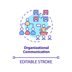 Canvas Print - Organizational communication concept icon. Business conversation type abstract idea thin line illustration. Team meeting. Isolated outline drawing. Editable stroke. Arial, Myriad Pro-Bold fonts used