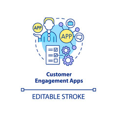 Wall Mural - Customer engagement apps concept icon. Application for client service. Web 3 0 abstract idea thin line illustration. Isolated outline drawing. Editable stroke. Arial, Myriad Pro-Bold fonts used