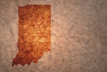 Wall Mural - map of indiana state on a old vintage crack paper background