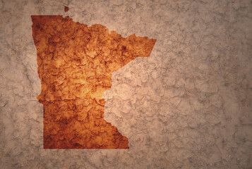Wall Mural - map of minnesota state on a old vintage crack paper background