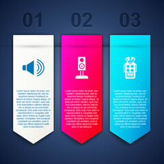 Canvas Print - Set Speaker volume, Stereo speaker and Microphone. Business infographic template. Vector