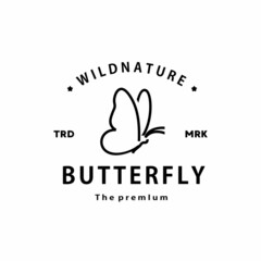 Wall Mural - vintage retro hipster butterfly logo vector outline fly monoline art icon