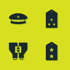 Wall Mural - Set Military beret, rank, Binoculars and icon. Vector