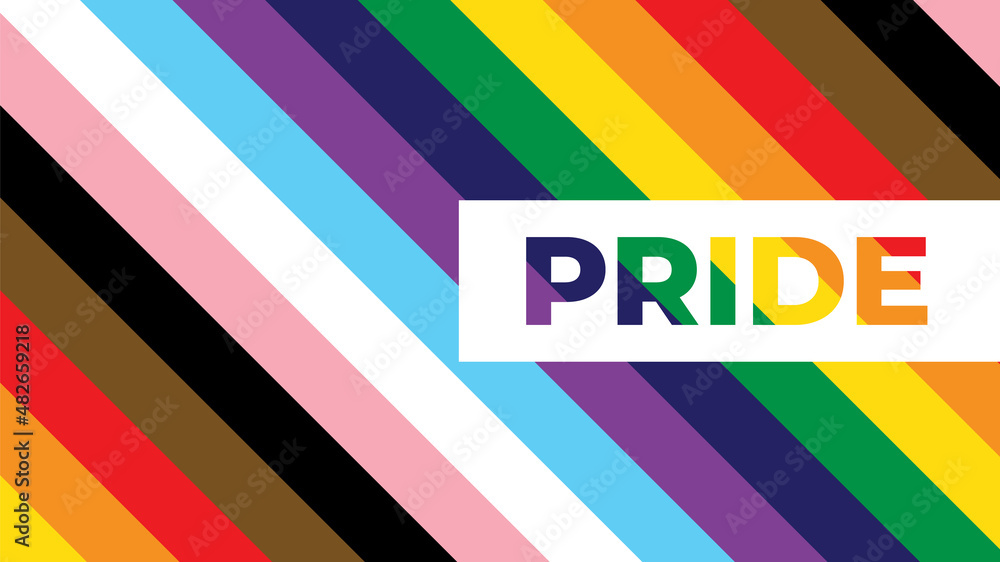 Inclusive Pride Background with Progression Pride Flag Colours 
