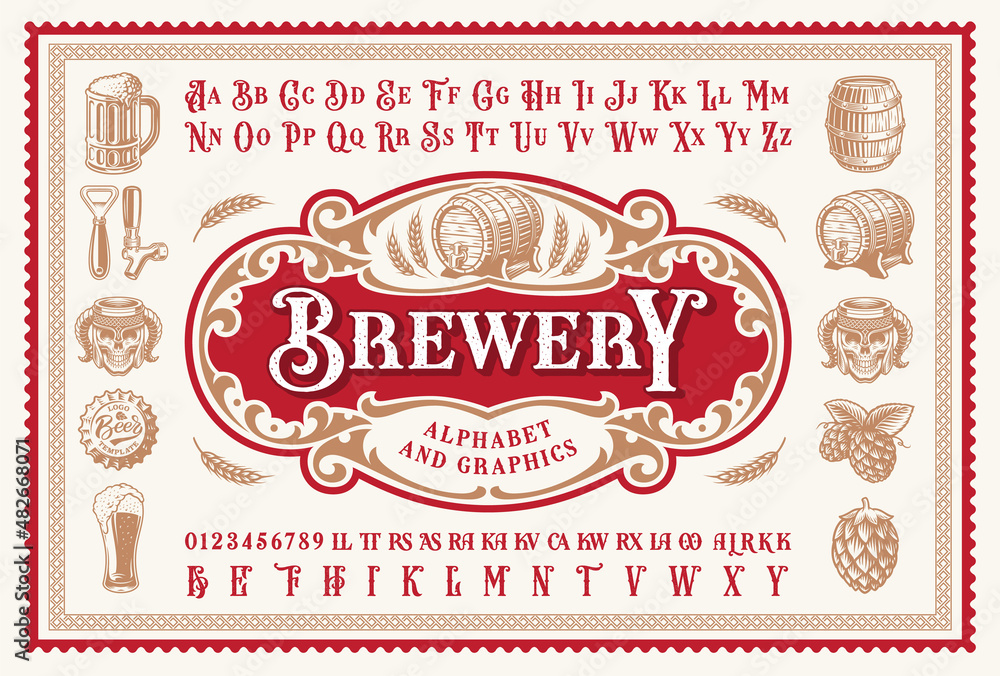 Vector Clip Art with a vintage font and graphics for alcohol labels or ...