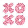 XOXO with pink leopard texture Hugs and Kisses Valentine's day