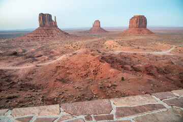 Poster - Beautiful sunset over the West, Mitten and East Butte in Monument Valley. Utah, USA.