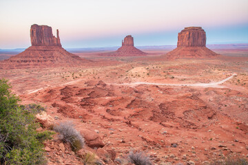 Sticker - Beautiful sunset over the West, Mitten and East Butte in Monument Valley. Utah, USA.