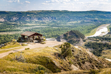 panoramic view over the theodor roosevelt national park, north dakota