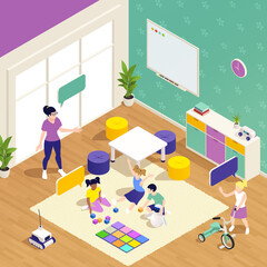 Canvas Print - Kindergarten Isometric Concept