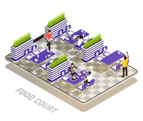 Sticker - Isometric Colored Food Court Concept