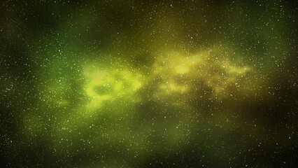 night starry sky and bright yellow galaxy, horizontal background
