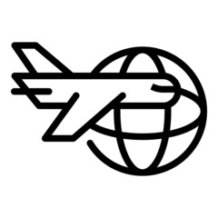 Wall Mural - Plane travel icon outline vector. Earth tour. World globe