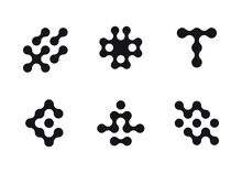 Metaball Logo Set. Rounded Icons, Rorschach Spots. Can Be Used For Logos And Corporate Merchandise, Abstract Backgrounds And Patterns. 