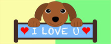 I Love You Puppy Vector 