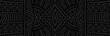 ©  swetazwet - Art banner, cover design. Dynamic geometric ethnic 3d pattern on black background, embossed texture. Decor for business background, magazine layout, brochure, booklet, flyer, website.