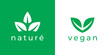 Vegan leaf logo. Nature plant icon. Natural product leaves symbol. Vector illustration.