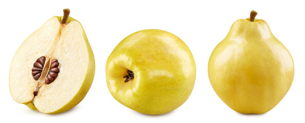 Wall Mural - Quince apple collection. Quince isolated on white background. Quince macro. With clipping path