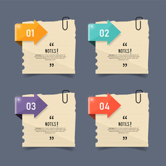 Poster - Text box design with note papers infographic.	
