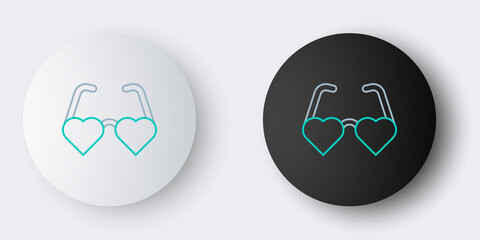 Canvas Print - Line Heart shaped love glasses icon isolated on grey background. Suitable for Valentine day card design. Colorful outline concept. Vector