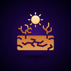 Wall Mural - Gold Drought icon isolated on black background. Vector