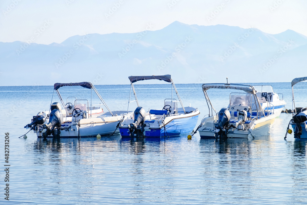 Modern boats at sea resort