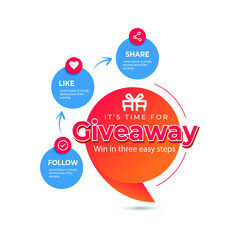 Wall Mural - Giveaway banner template. Gift social media. follow like share.