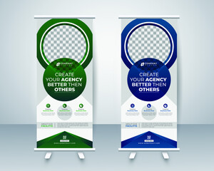 Wall Mural - Business Roll up display standee banner design layout template